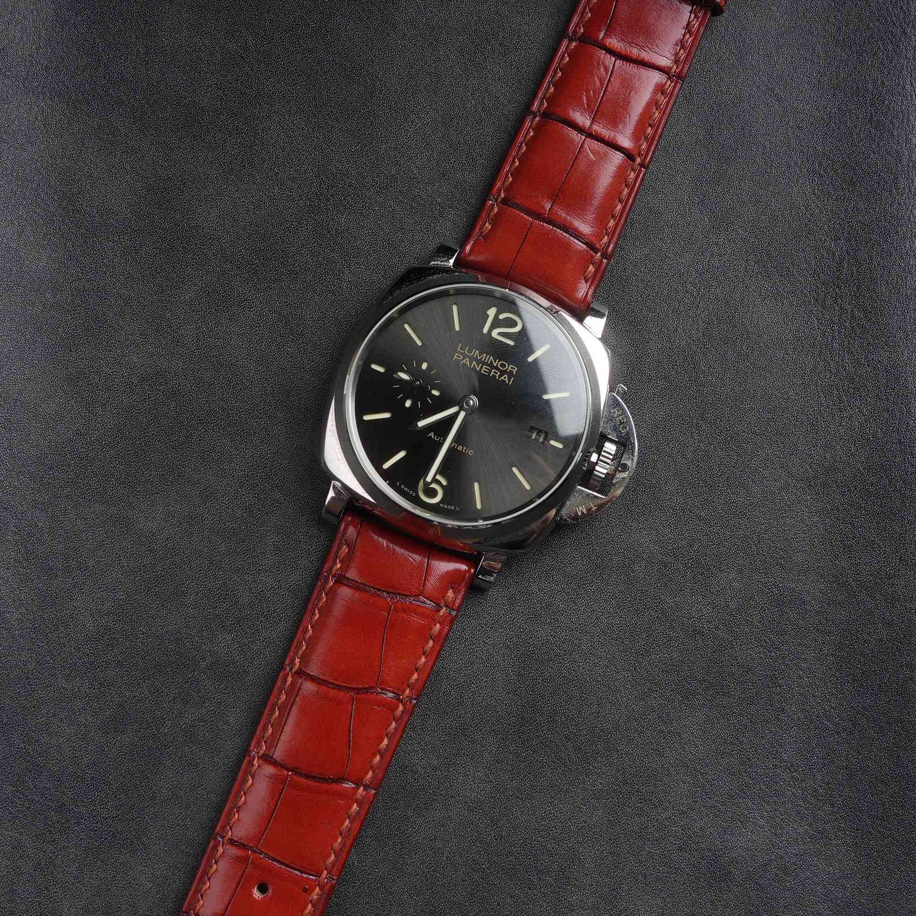 【Mississippi Alligator】Red Wine Belly Prestige Strap - AB052