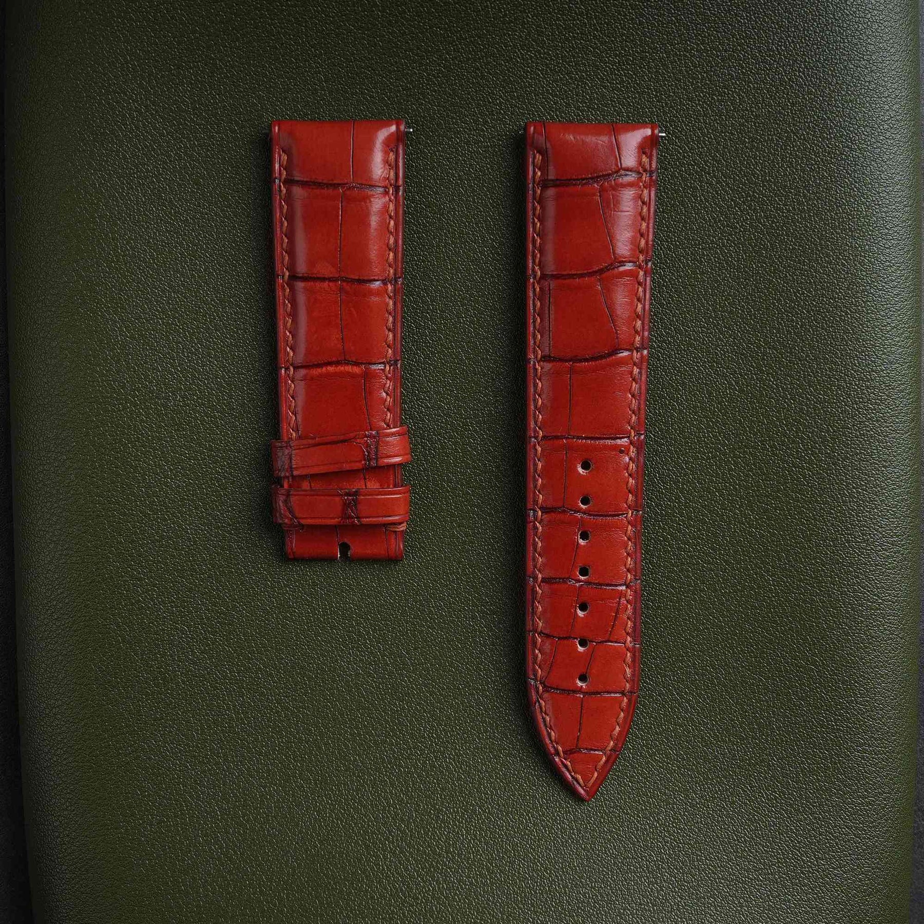 【Mississippi Alligator】Red Wine Belly Prestige Strap - AB052