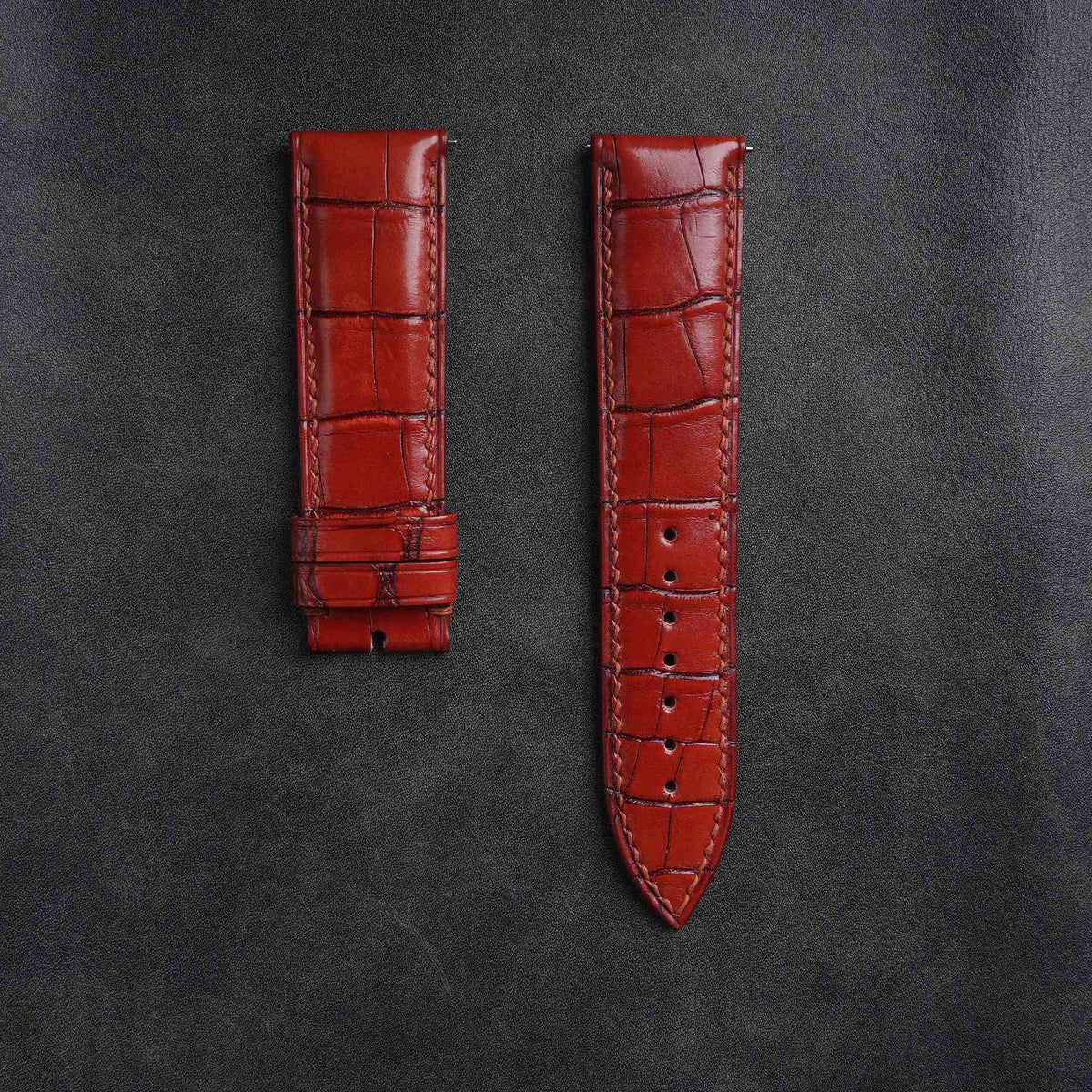【Mississippi Alligator】Red Wine Belly Prestige Watch Strap - AB052