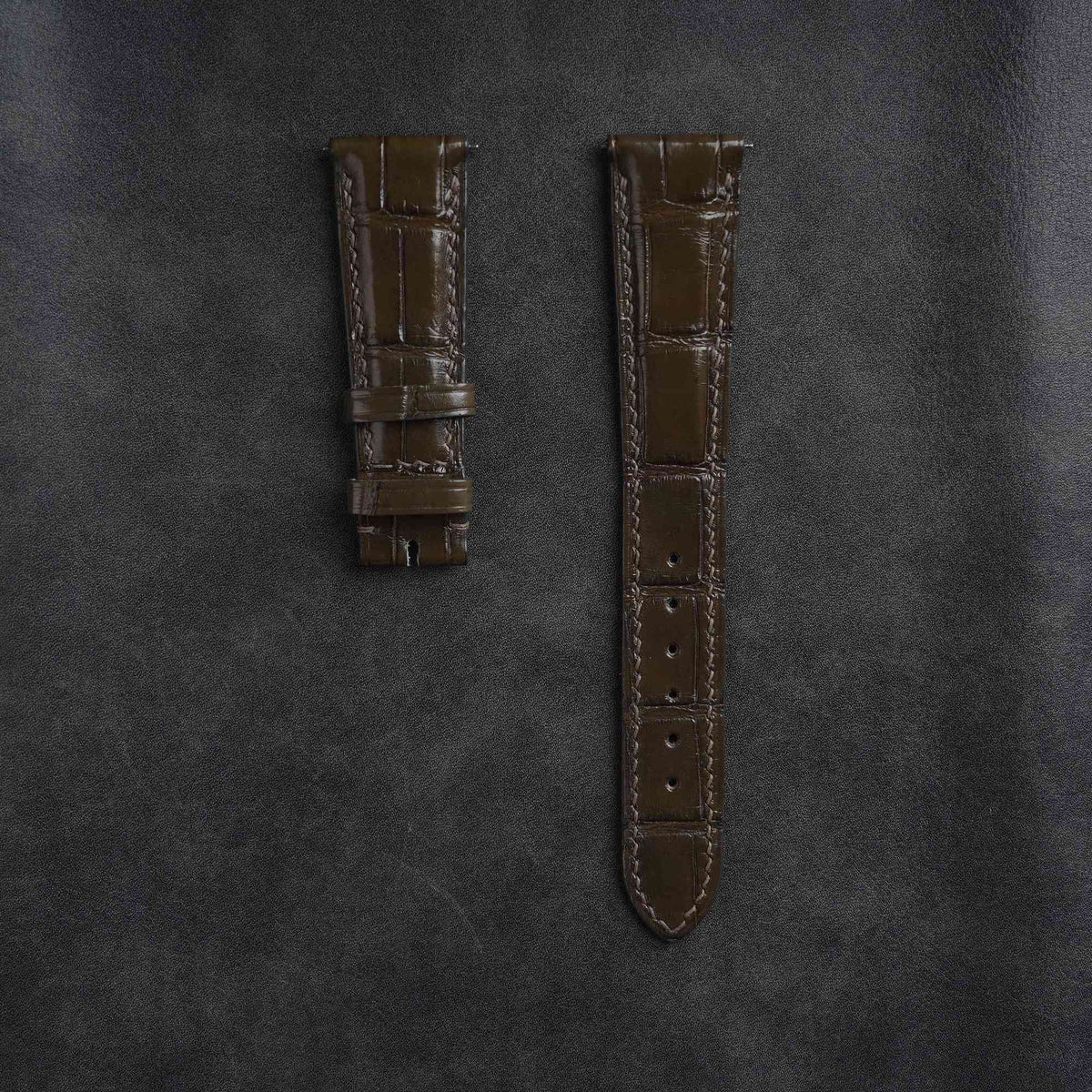 【Mississippi Alligator】Iron Grey Belly Prestige Watch Strap - 013