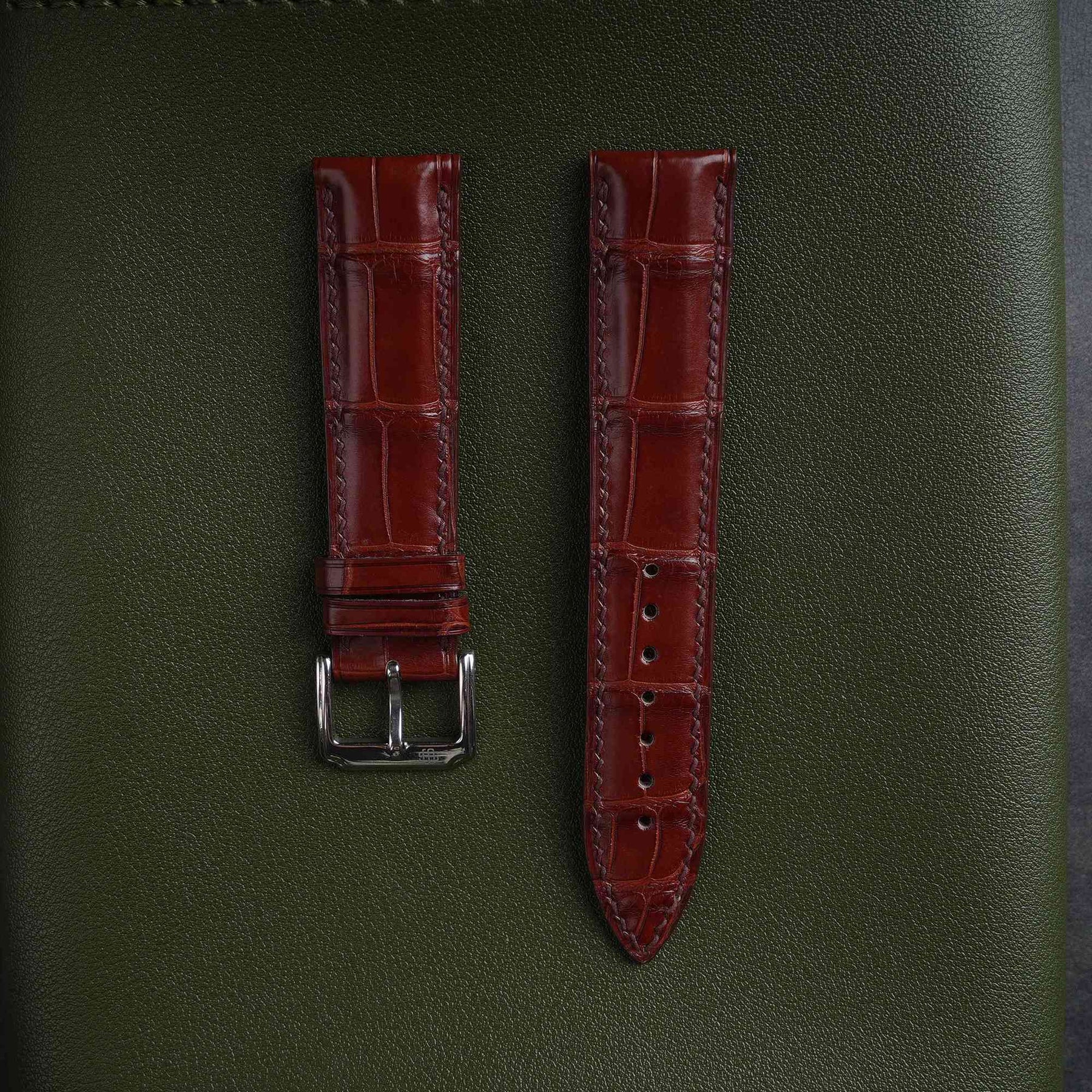 【Mississippi Alligator】Matte Reddish Brown Belly Prestige Strap - AB004