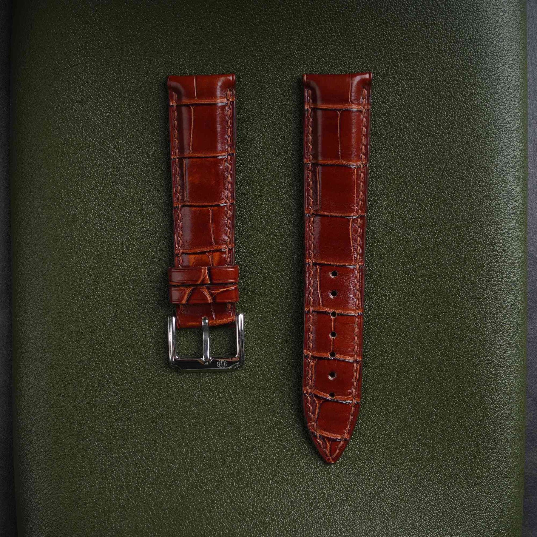 【Mississippi Alligator】Matte Reddish Brown Belly Prestige Strap - AB004