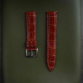 【Mississippi Alligator】Matte Reddish Brown Belly Prestige Strap - AB004