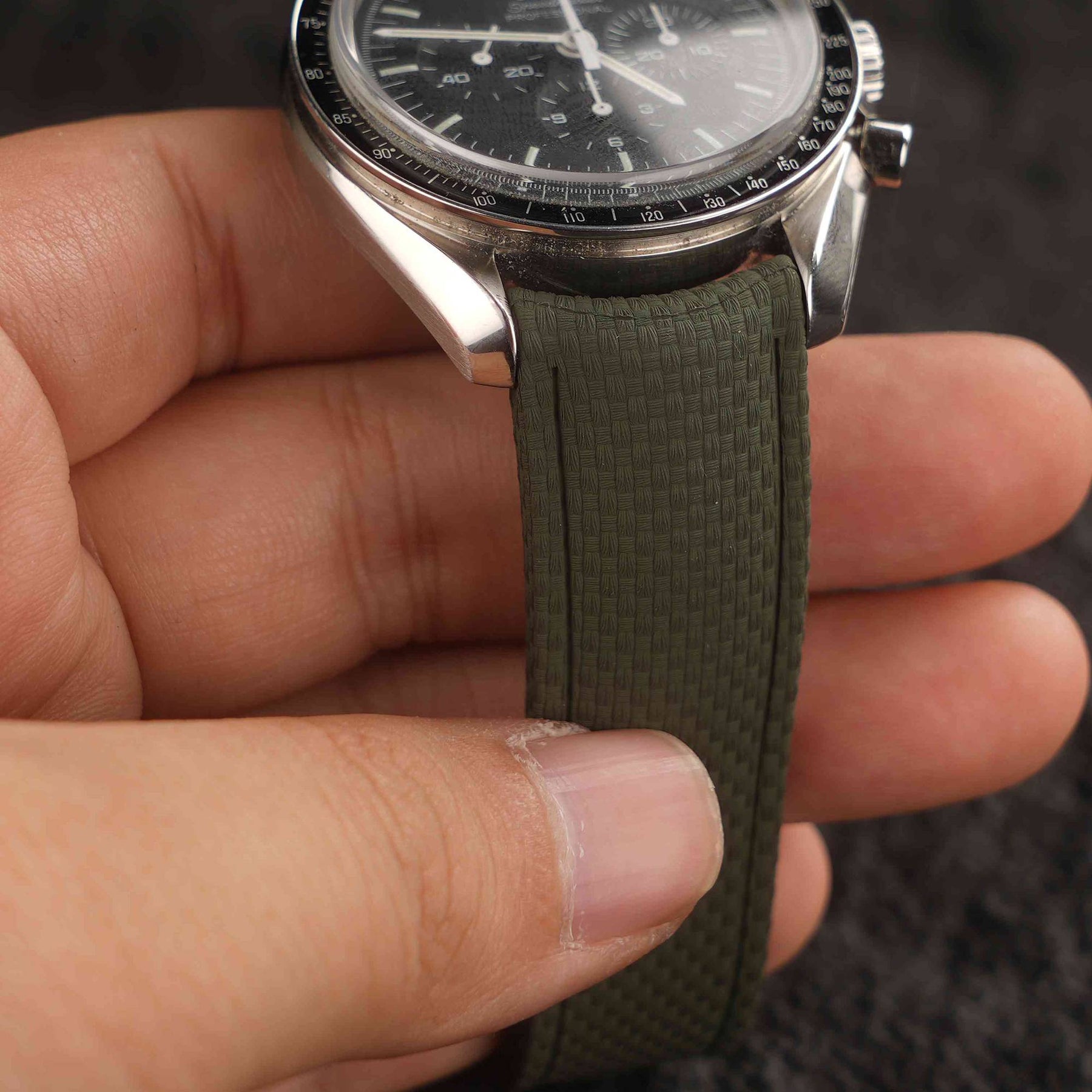【SAILCLOTH-FKM】Amry Green DAI-EL™ Curved-end CTS Rubber Strap