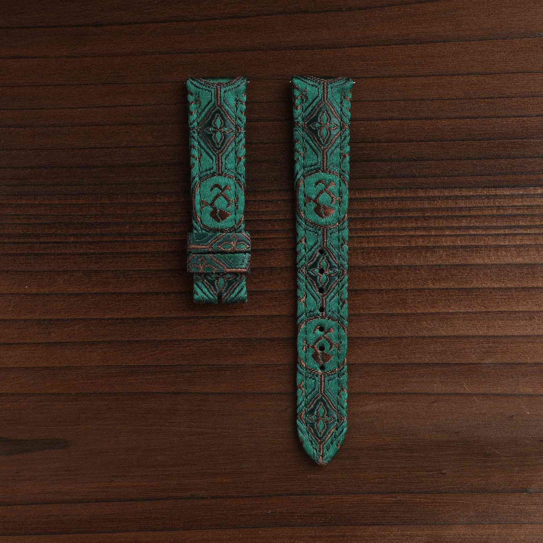 (Bespoke) Deep Ink Green Silk Watch Strap- SK01