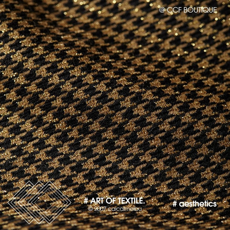 (Bespoke) Black & Gold Houndstooth Watch Strap