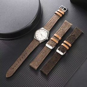 HARRIS TWEED® Dark Brown Herringbone Watch Strap