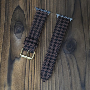 Brown Flannel Houndstooth Wool Apple Strap
