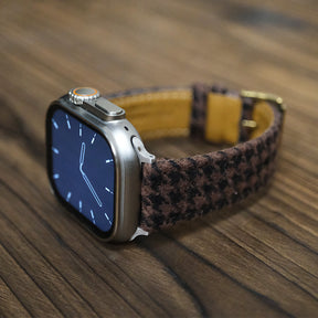 Brown Flannel Houndstooth Wool Apple Strap