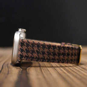 Brown Flannel Houndstooth Wool Apple Strap