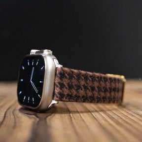 Brown Flannel Houndstooth Wool Apple Strap