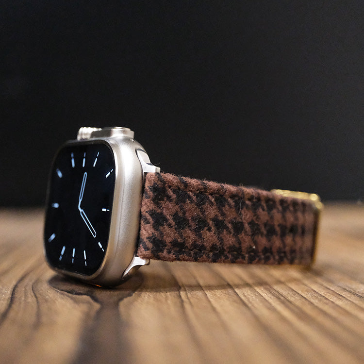 Brown Flannel Houndstooth Wool Apple Strap