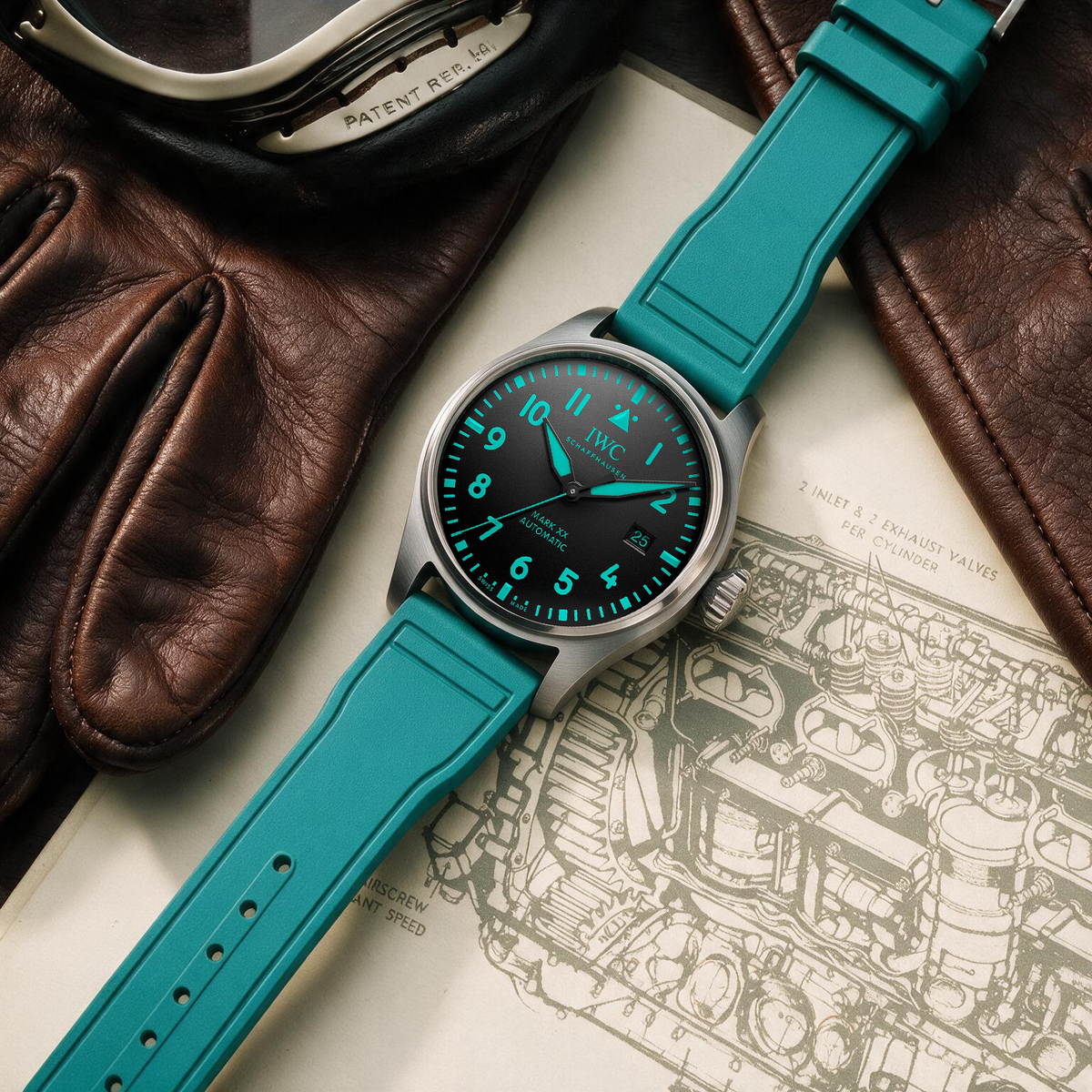 【IWC Pilot】Soft-Touch Premium Petronas Rubber Green Strap