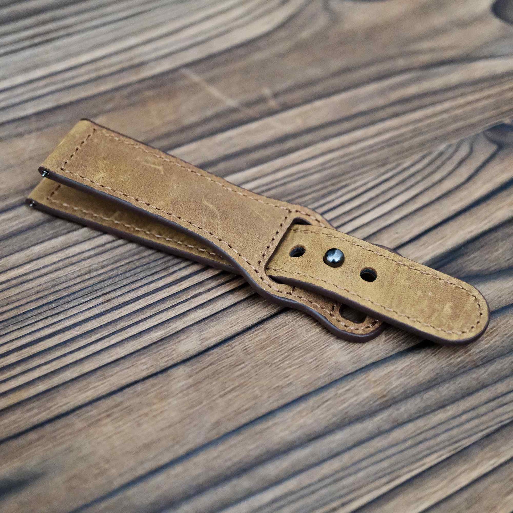 Luxury Vintage Brown Italian Calf Leather Strap with Pin Buckle
