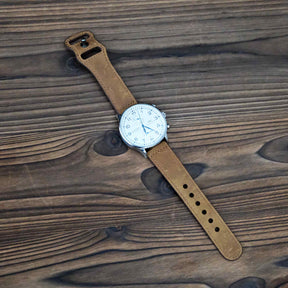 Luxury Vintage Brown Italian Calf Leather Strap with Pin Buckle