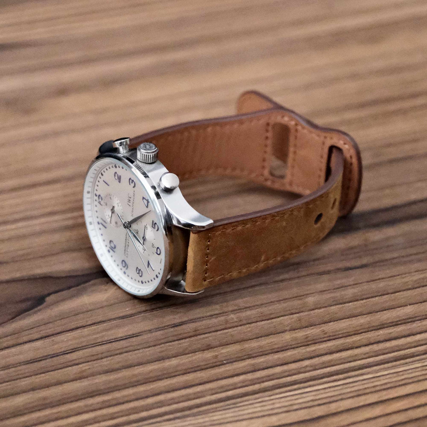 Luxury Vintage Brown Italian Calf Leather Strap with Pin Buckle