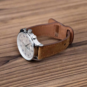 Luxury Vintage Brown Italian Calf Leather Strap with Pin Buckle