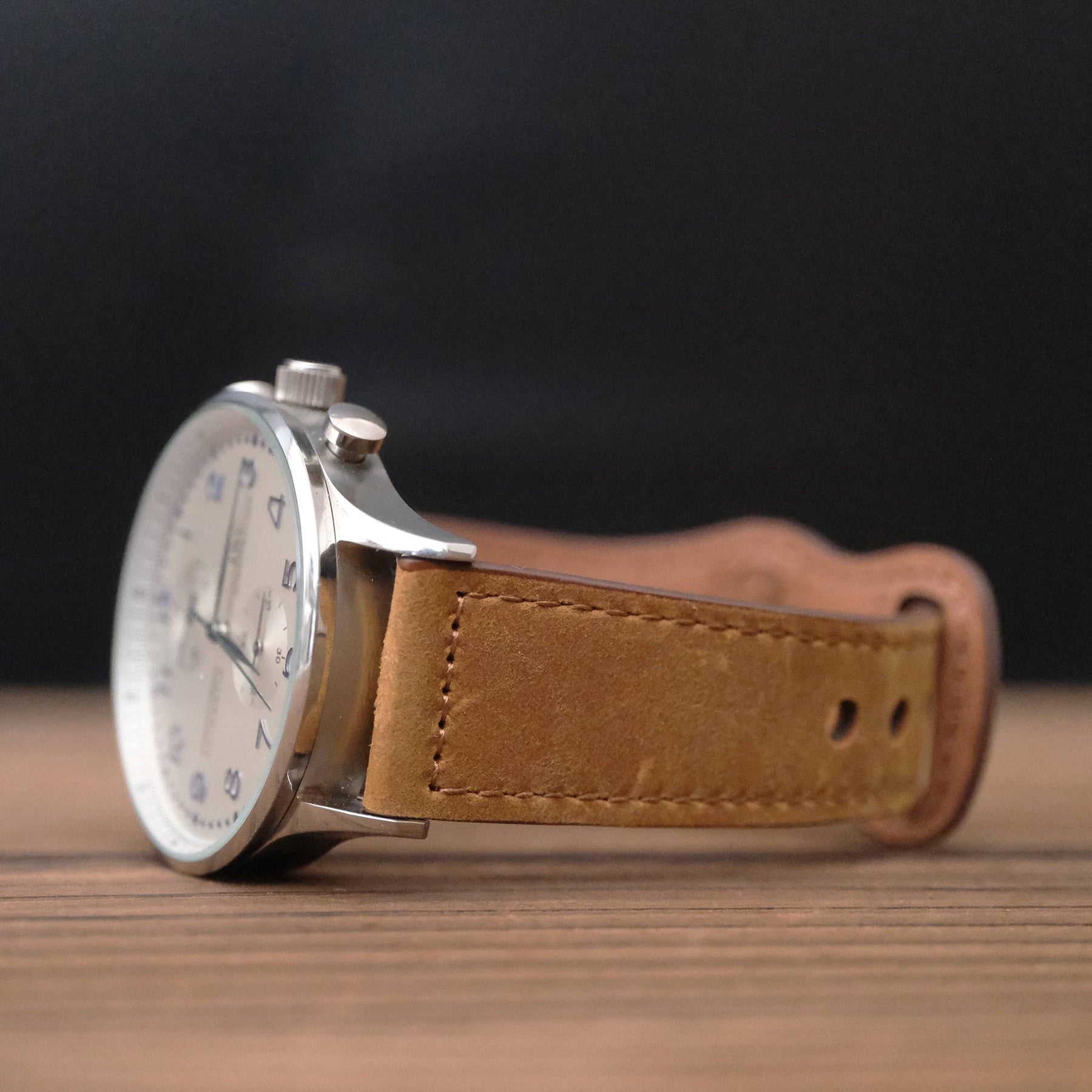 Luxury Vintage Brown Italian Calf Leather Strap with Pin Buckle