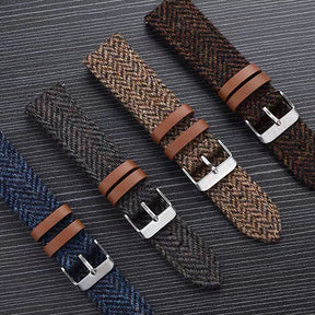 (NEW IN Tweed Collection) Army Green Herringbone watch bands