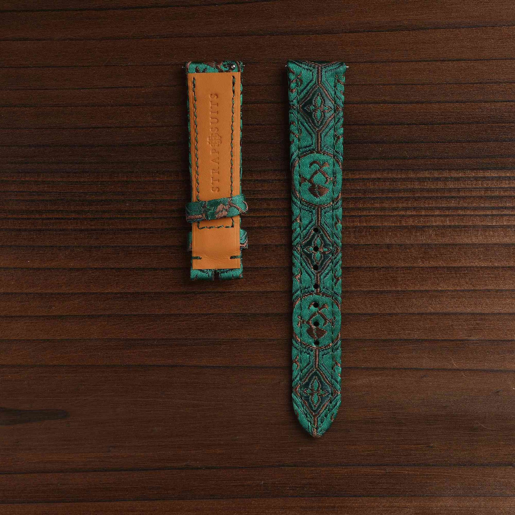 (Bespoke) Deep Ink Green Silk Watch Strap- SK01