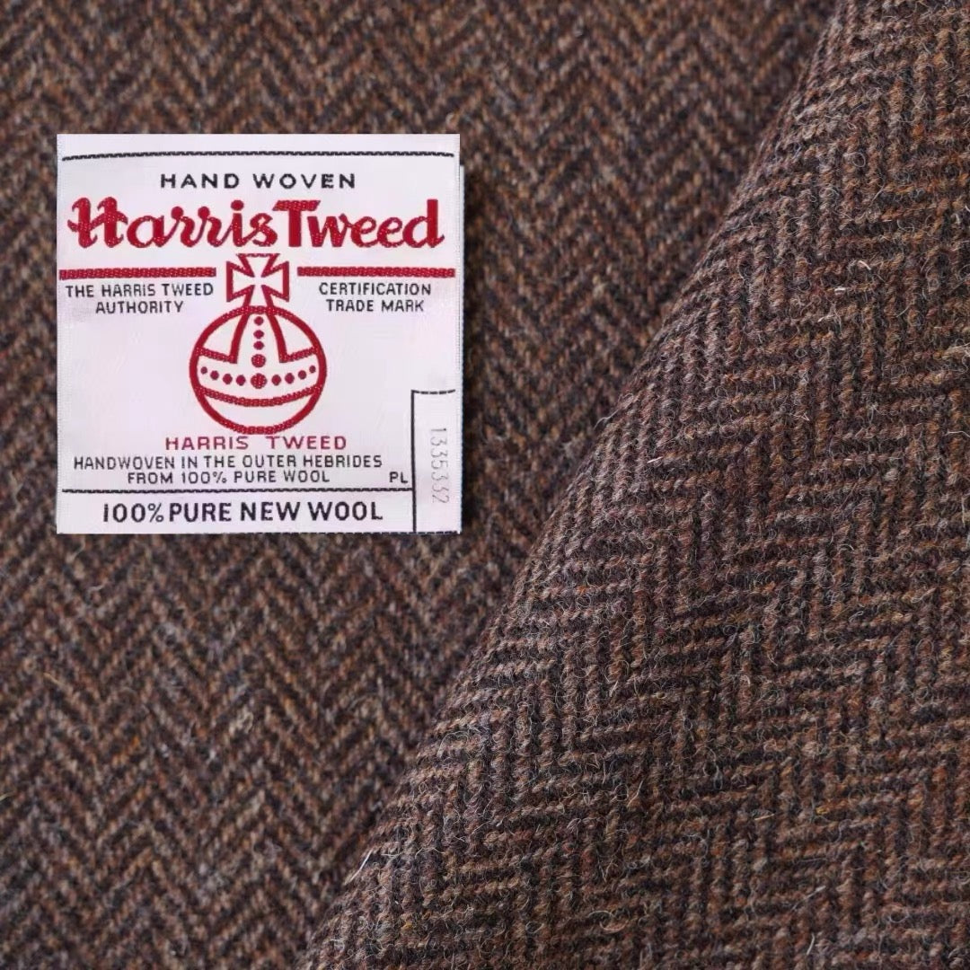(Bespoke) HARRIS TWEED® Dark Brown Herringbone Watch Strap