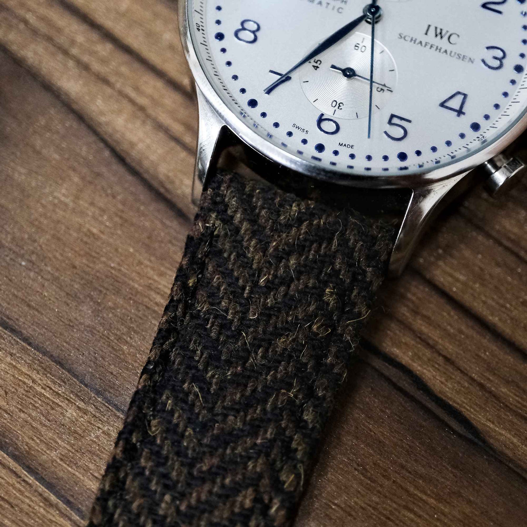 HARRIS TWEED® Dark Brown Herringbone Watch Strap