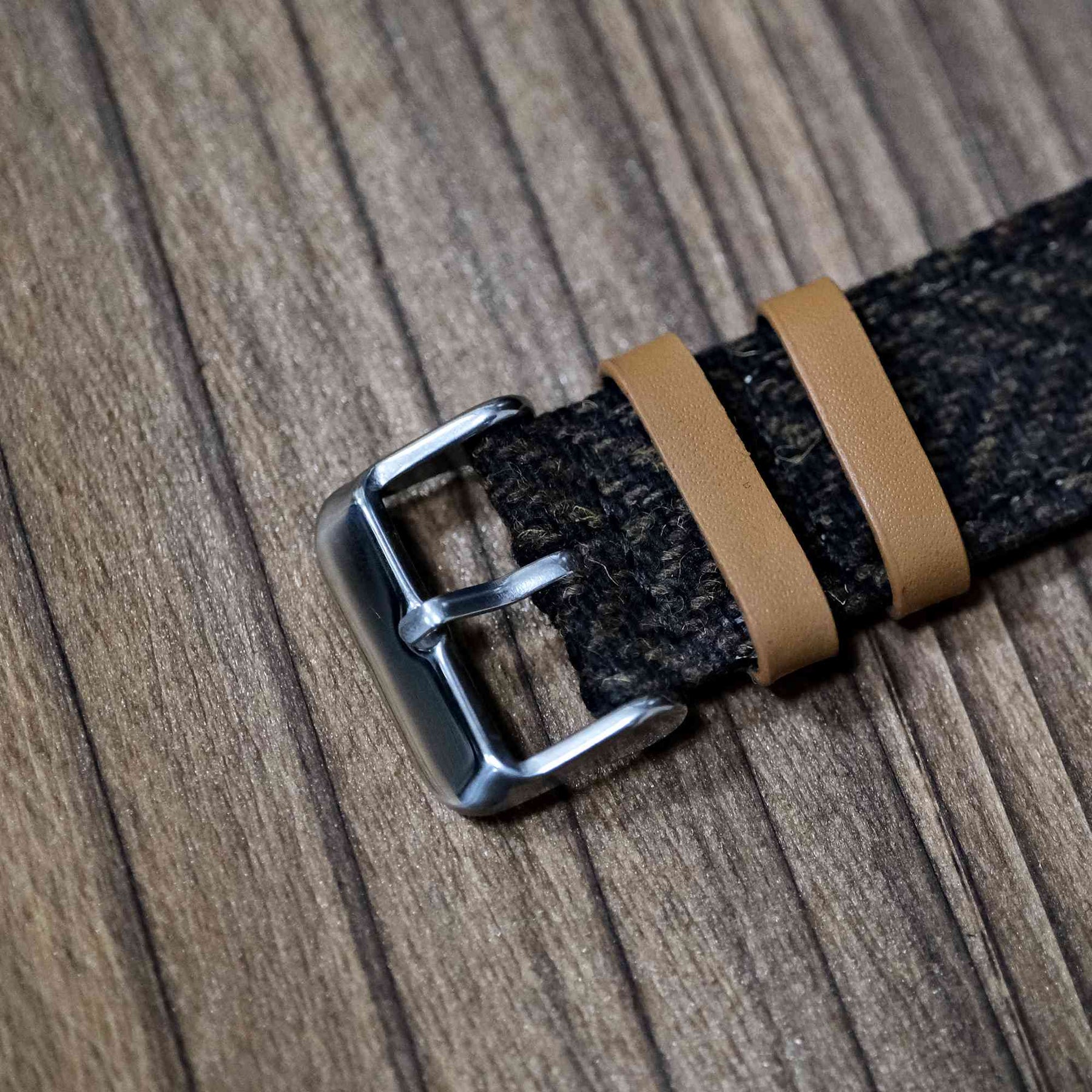 HARRIS TWEED® Dark Brown Herringbone Watch Strap