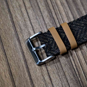 HARRIS TWEED® Dark Brown Herringbone Watch Strap
