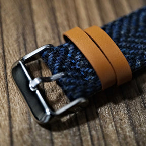 HARRIS TWEED® Dark Blue Herringbone Watch Strap