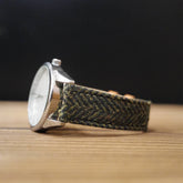 HARRIS TWEED® Army Green Herringbone Watch Strap