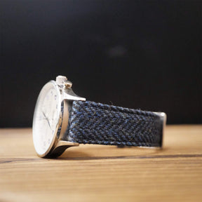 HARRIS TWEED® Dark Blue Herringbone Watch Strap