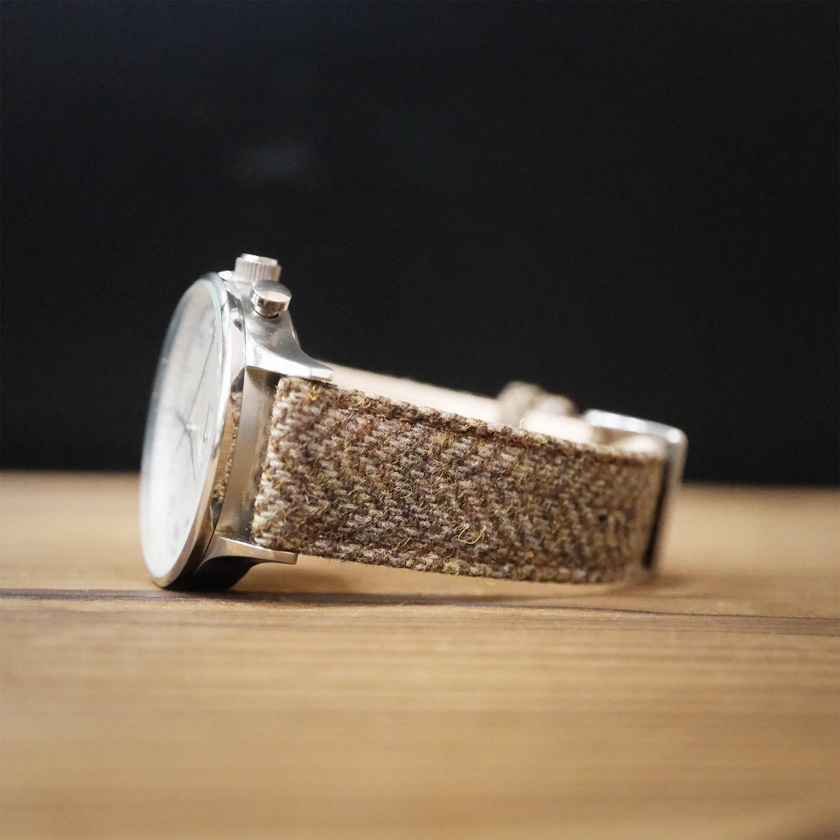 HARRIS TWEED® Khaki Herringbone Watch Strap