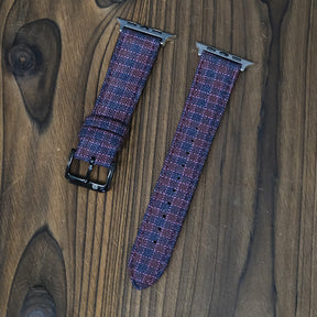 Maroon & Navy Micro Block Check Apple Strap
