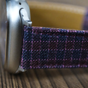 Maroon & Navy Micro Block Check Apple Strap