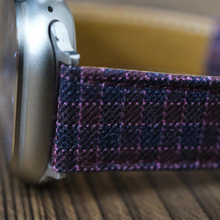 Maroon & Navy Micro Block Check Apple Strap