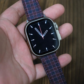 Maroon & Navy Micro Block Check Apple Strap