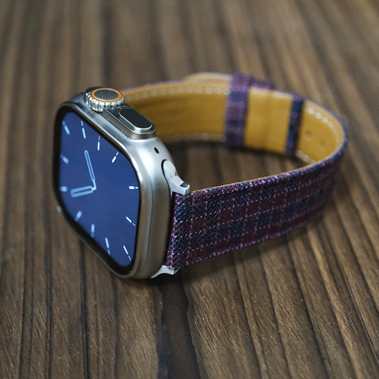 Maroon & Navy Micro Block Check Apple Strap