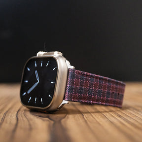 Maroon & Navy Micro Block Check Apple Strap