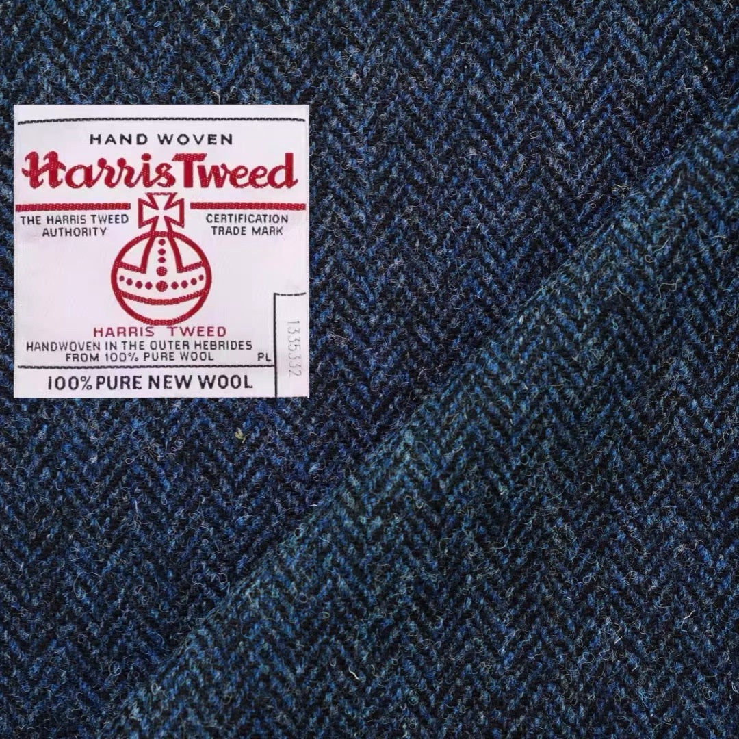 (Bespoke) HARRIS TWEED® Dark Blue Herringbone Watch Strap