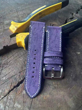 (Bespoke) Dark Purple Lightly Distressed Canvas Strap