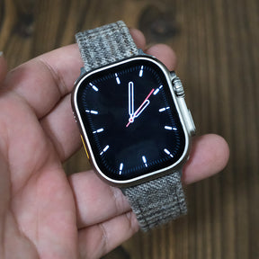 Steel Grey Checked Luxury English Flannel Apple Strap