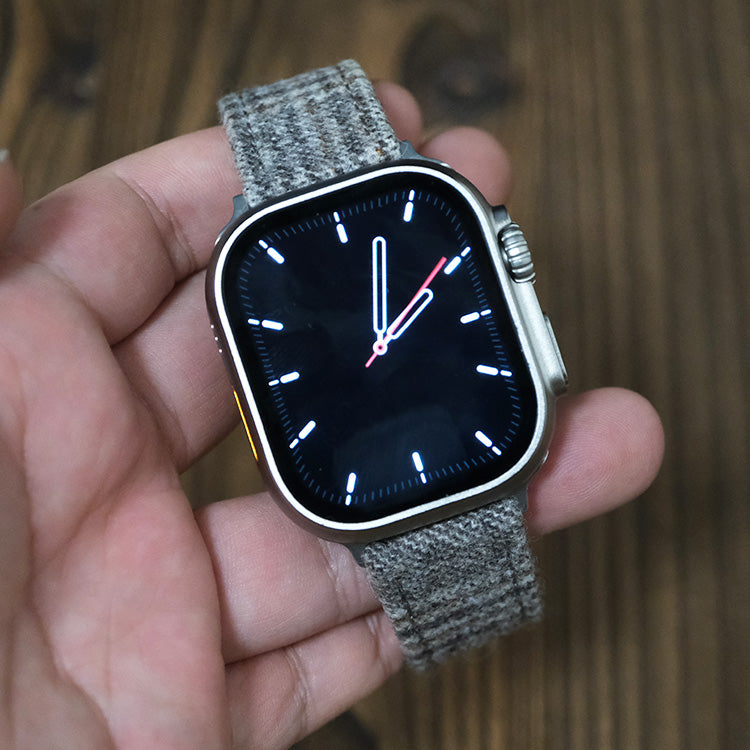 Steel Grey Checked Luxury English Flannel Apple Strap