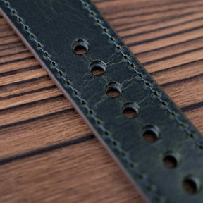 Luxury Waxed Green Italian Calf Leather Strap with Button
