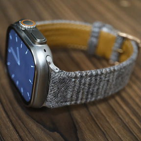 Steel Grey Checked Luxury English Flannel Apple Strap