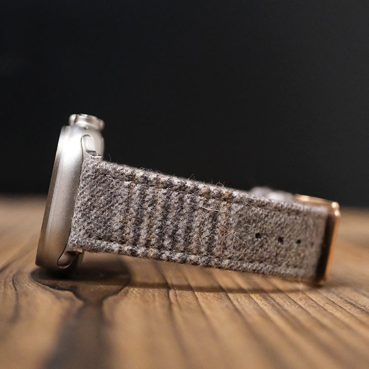 Steel Grey Checked Luxury English Flannel Apple Strap