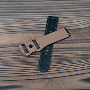 Luxury Waxed Green Italian Calf Leather Strap with Button