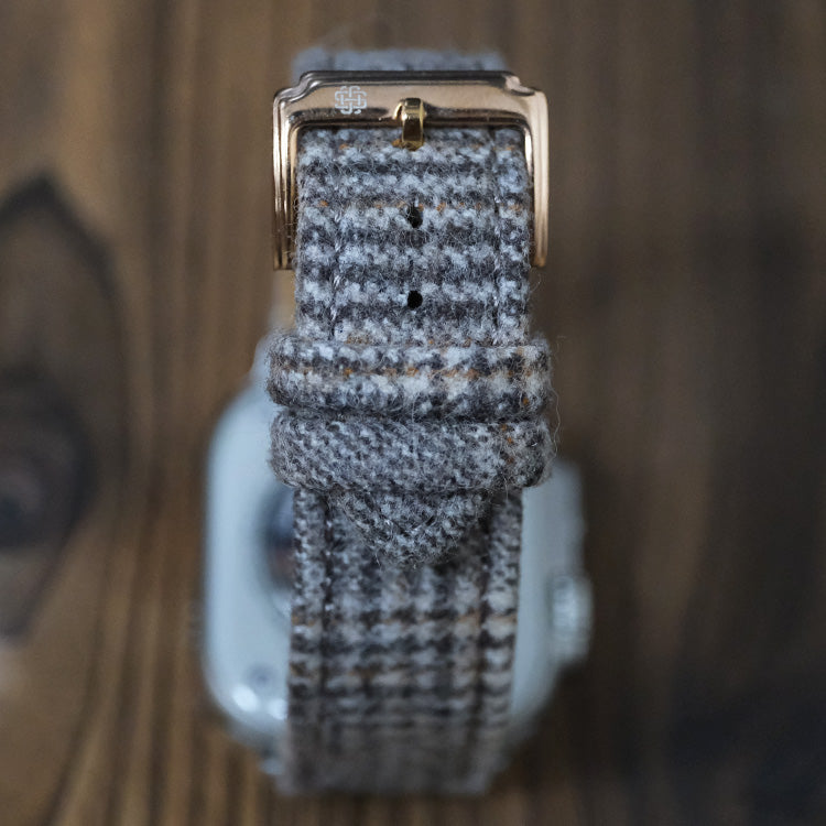 Steel Grey Checked Luxury English Flannel Apple Strap
