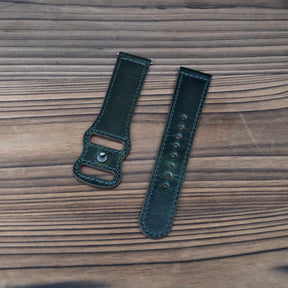 Luxury Waxed Green Italian Calf Leather Strap with Button
