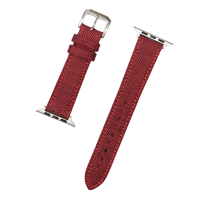 Red Herringbone Watch Band