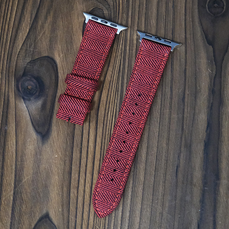 Red Blenheim Herringbone Apple Strap